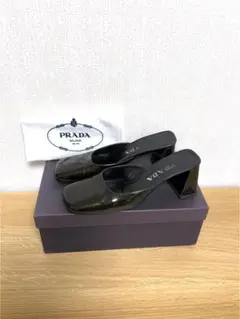 PRADA プラダ　ミュール　サンダル　ヒール　24.5cm 焦茶　茶色