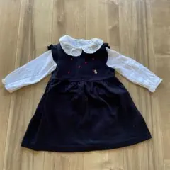 美品　familiar ネイビーワンピース ブラウスセット　90