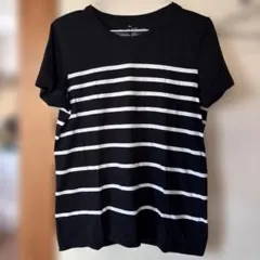 ストライプデザイン Tシャツ XL 黒/白　無印