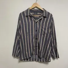 【L355】 Paul Smith ストライプ パジャマシャツ サイズM グレー