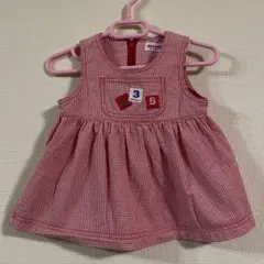 ミキハウス　ギンガムチェック　ワンピース　80サイズ レトロ　ジャンパースカート