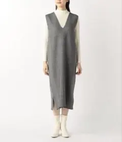 COMME CA ISM ヘリンボーン柄ニットワンピース　コムサイズム　ワンピ