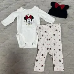 H&M 新生児 ミニーマウス ロンパース ズボン 帽子セット 赤ちゃん ベビー