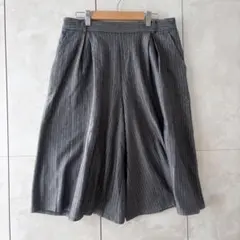 GU ストライプ　ガウチョパンツ　XL ゆったり　ウエストゴム