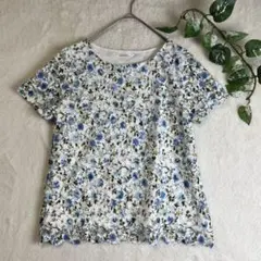 【美品】 ESSEME エシーム 花柄 レース 半袖トップス Mサイズのサムネイル