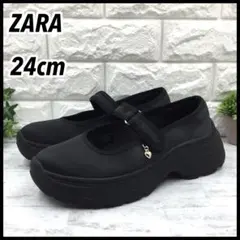 ZARA 厚底 ウェッジソール メリージェーン スニーカー ブラック 24cmのサムネイル