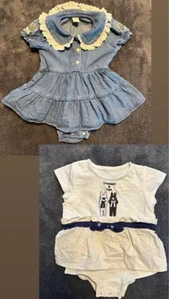 デニムドレスとプリントTシャツセット