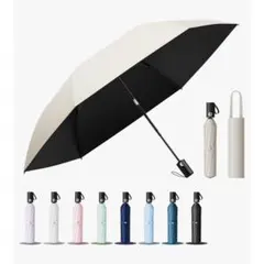 折りたたみ傘　晴雨兼用　遮光遮熱　撥水　傘　アイボリー　ワンタッチ　コンパクト