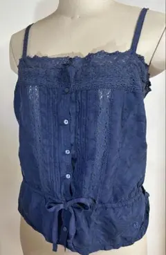 【美品】Abercrombie&Fitch ネイビー シルク100% キャミ
