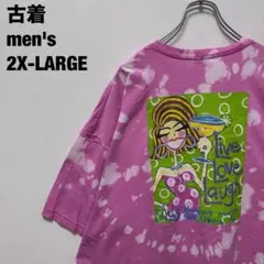 LuLu's Tシャツ ギルダン ブリーチ タイダイ 奇抜 ピンク 2XL古着