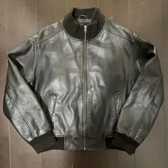 希少品！ GUCCI グッチ レザー ボンバー ジャケット ネイビー 紺 48 