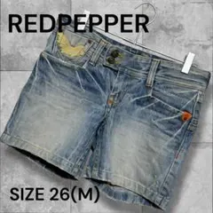【訳あり商品】REDPEPPER デニムショートパンツ M 26 刺繍