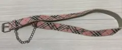 ピンク チェック柄 チェーン付き ベルト　キッズ