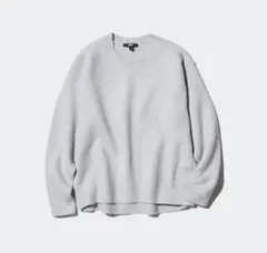 UNIQLO スフレヤーンクルーネックセーター　ライトグレー M