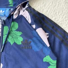 アディダス　花柄 トラックジャケット XL フルジップ パーカー 総柄　ネイビー