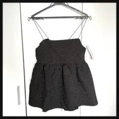 新品タグつきキャミソールペプラムビスチェ　ブラック黒　バックリボン　ジャガード