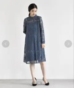 kaene カエン　ラインワンピース　青　F