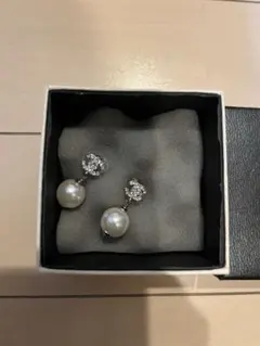 正規品　CHANEL パールドロップピアス　ストーン　ココマーク　パール