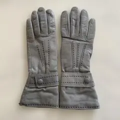 美品　GALA GLOVES レザーグローブ　革手袋　グレー　カシミヤ裏地のサムネイル