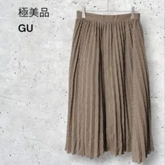 極美品　GU ジーユー　プリーツスカート　ロング　千鳥格子柄　クラシカル　裏地付