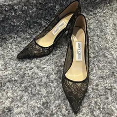 JIMMY CHOO ブラックレースハイヒールパンプス36