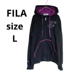 FILA ジップアップフーディ ブラック/パープル
