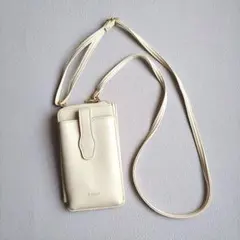 R・BOOM 合成皮革 フェイクレザー スマホショルダー アイボリー