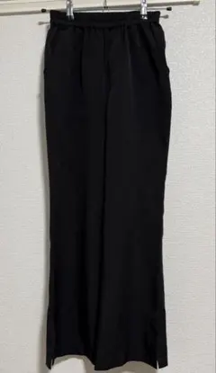 ブラック ワイドパンツ ゴムウエスト