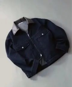 Luraku レザー襟 クロップド 短丈 デニムJKT nugu musinsa