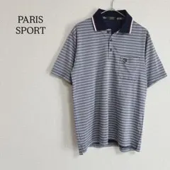 PARIS SPORT 半袖ポロシャツ ボーダー ゴルフウェア ストレッチ 紺系のサムネイル