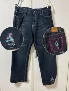 COOGI 刺繍 デニムパンツ ブラック　38×34のサムネイル
