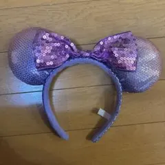 紫色スパンコール ミッキー型カチューシャ