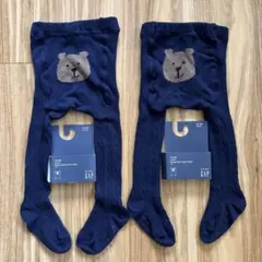 babyGap　くまさんケーブルニットタイツ　12-24M　ネイビー　2点セット