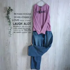 ✱Samansa Mos2Blue✱　ビックロゴ　パープルロングTシャツ