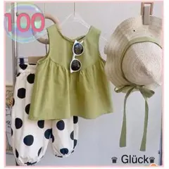 売り尽くしSALE♥️【100】トップス+ドットパンツ+帽子3点セット リゾート
