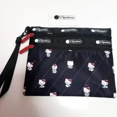 レスポートサック ハローキティ ポーチ 2段 ブラック レッド 未使用