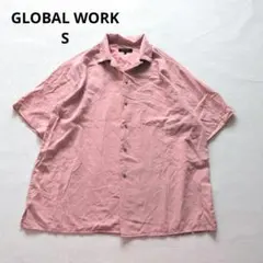 GLOBAL WORK 半袖シャツ くすみピンク　S　オーバーサイズ