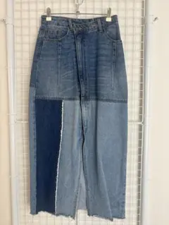 【jeanasis】パッチワークデザイン デニムスカートのサムネイル