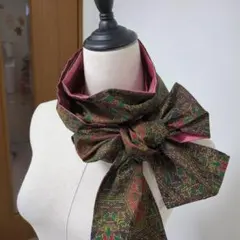 着物リメイク　大島紬（絹）ハンドメイド ロングストール 保温、保湿