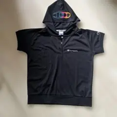 Champion ブラック ゴルフフード付きポロシャツ M