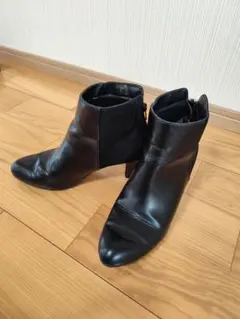 黒 ブーツ ジッパー付き 中ヒール XL