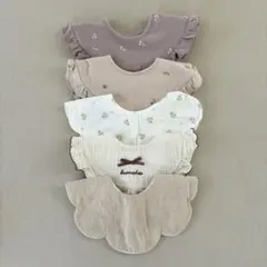 ベビー スタイ 5枚セット まとめ売り レース フリル 女の子 ミモザ柄