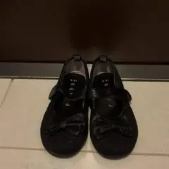 女の子リボン付きフォーマルシューズ黒　18センチ　卒園式入学式