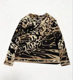 23644✨レオナール Lサイズ シルク混 ハイネック切替カットソー ウール