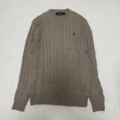 美品　ポロラルフローレン　ニット　ケーブル　ホース刺繍　近年モデル　QR モカ
