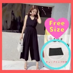 韓国 サロペット ワイドパンツ ノースリーブ ワンピース オルチャン パンツ