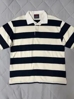 Canterbury 太ピッチ ボーダー ラガーシャツ M 黄緑 白 未使用品