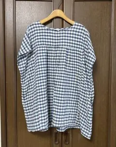 美品　サンバレー　半袖ブラウス　ギンガムチェック