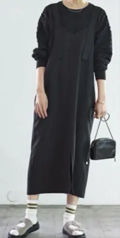 ブラック ワンピース LEPSIM 2WAYジップ ジャンスカ 黒 レプシィム