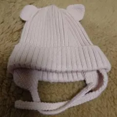 ZARA 耳付きニット帽 ピンク34cm